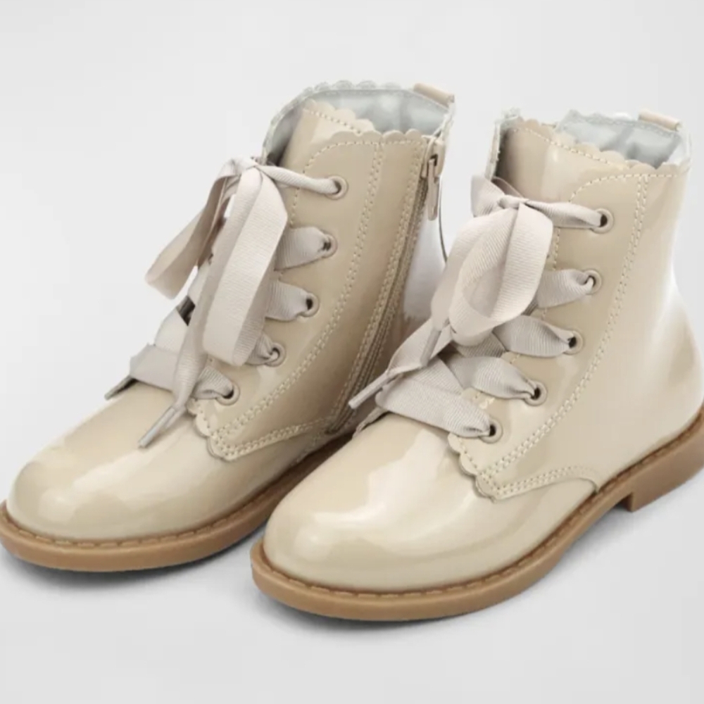 L'Amour Girls Josephine Boots Size 7 Toddler Patent Taupe